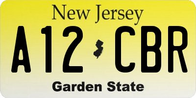 NJ license plate A12CBR