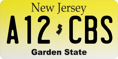 NJ license plate A12CBS