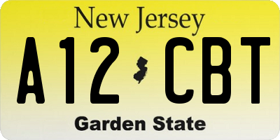 NJ license plate A12CBT
