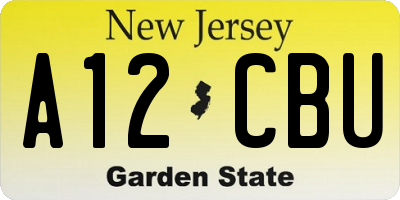 NJ license plate A12CBU
