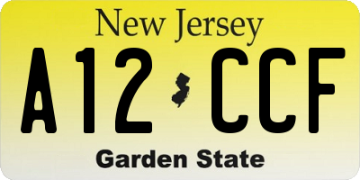 NJ license plate A12CCF