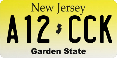 NJ license plate A12CCK