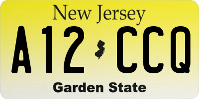 NJ license plate A12CCQ