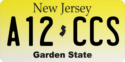 NJ license plate A12CCS