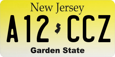 NJ license plate A12CCZ