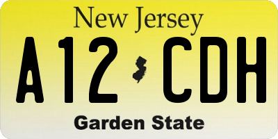 NJ license plate A12CDH