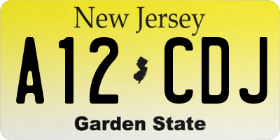 NJ license plate A12CDJ