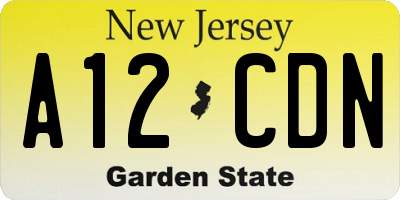 NJ license plate A12CDN