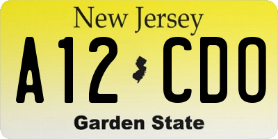 NJ license plate A12CDO