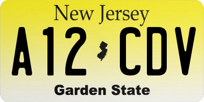 NJ license plate A12CDV