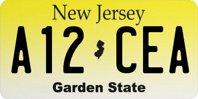 NJ license plate A12CEA