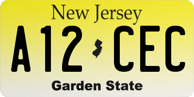 NJ license plate A12CEC