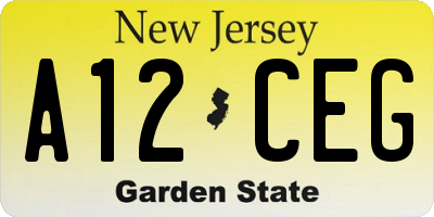 NJ license plate A12CEG