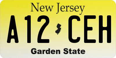 NJ license plate A12CEH