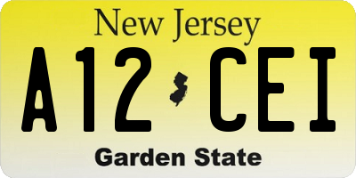NJ license plate A12CEI