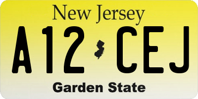 NJ license plate A12CEJ