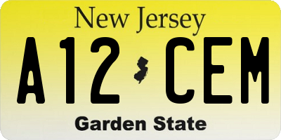 NJ license plate A12CEM