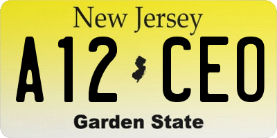 NJ license plate A12CEO