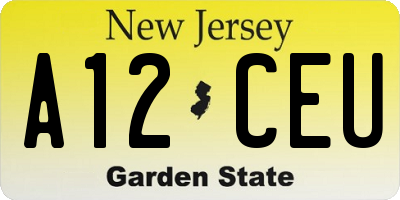 NJ license plate A12CEU
