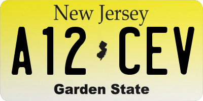 NJ license plate A12CEV