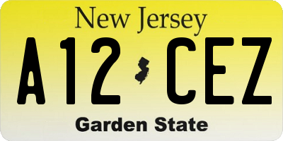 NJ license plate A12CEZ