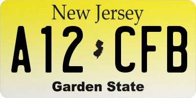 NJ license plate A12CFB