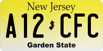 NJ license plate A12CFC