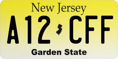 NJ license plate A12CFF