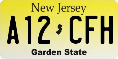 NJ license plate A12CFH