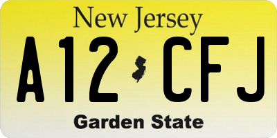 NJ license plate A12CFJ