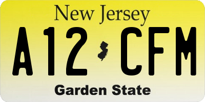NJ license plate A12CFM