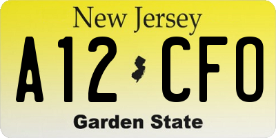 NJ license plate A12CFO