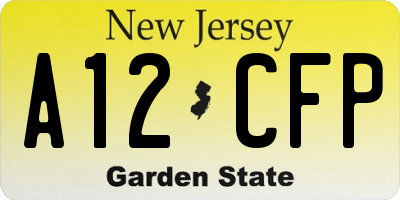 NJ license plate A12CFP