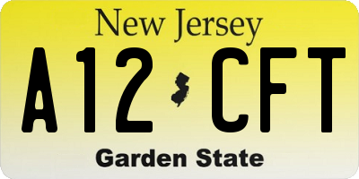 NJ license plate A12CFT