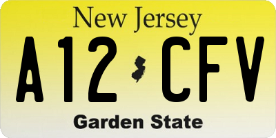 NJ license plate A12CFV