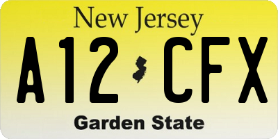 NJ license plate A12CFX