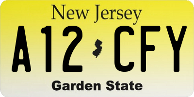 NJ license plate A12CFY