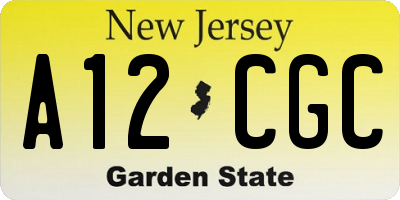 NJ license plate A12CGC