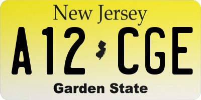 NJ license plate A12CGE