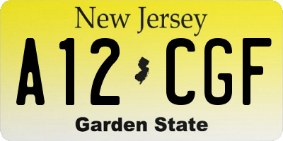 NJ license plate A12CGF