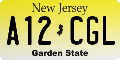 NJ license plate A12CGL