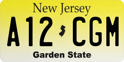 NJ license plate A12CGM