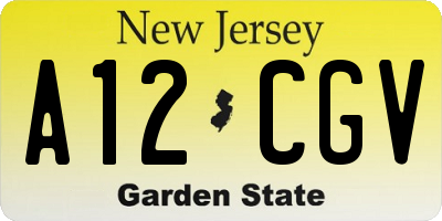 NJ license plate A12CGV