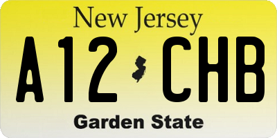 NJ license plate A12CHB