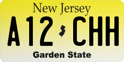 NJ license plate A12CHH