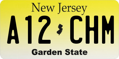 NJ license plate A12CHM