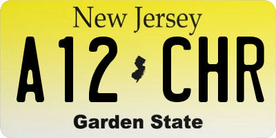 NJ license plate A12CHR