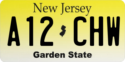NJ license plate A12CHW