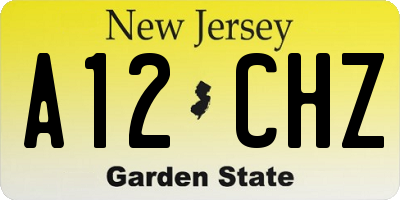 NJ license plate A12CHZ