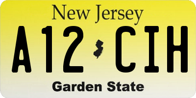 NJ license plate A12CIH